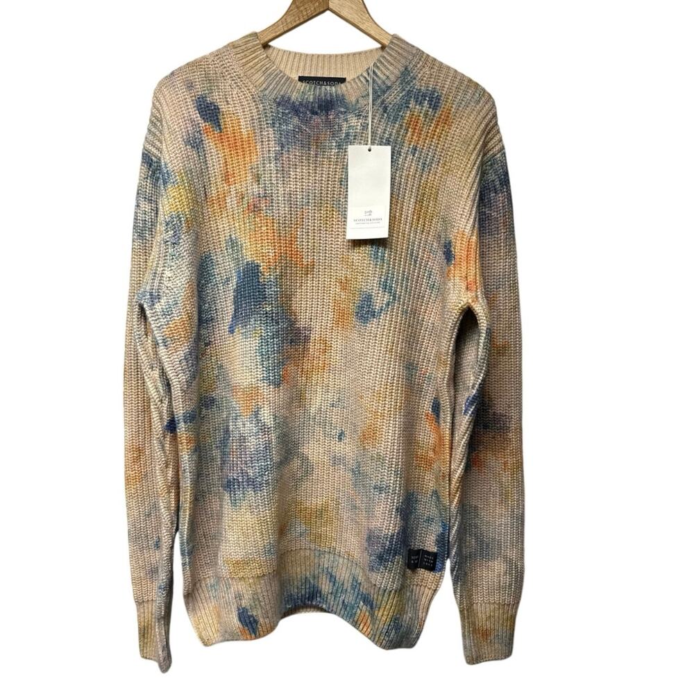 Scotch & Soda Men’s NWT Multicolor Abstract Knit Crewneck Sweater Cotton Blend